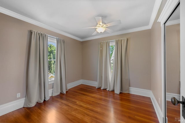 190 Franklin St, Napa, CA 94558 - unfurnished room featuring healthy amount of natural light, ceiling fan, baseboards, wood finished floors, and ornamental molding
