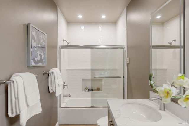190 Franklin St, Napa, CA 94558 - full bathroom with vanity, enclosed tub / shower combo, recessed lighting, and toilet