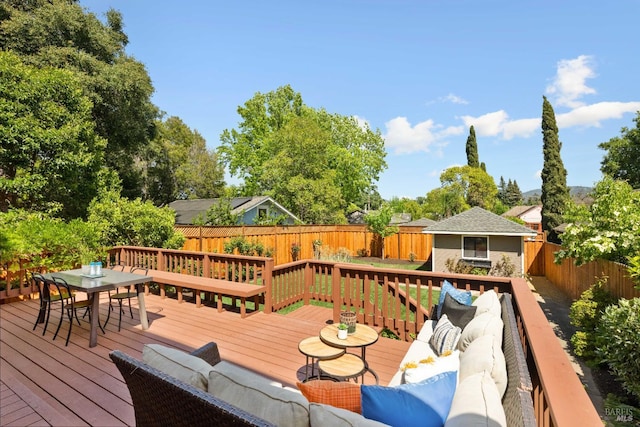 190 Franklin St, Napa, CA 94558 - deck featuring an outdoor living space, a fenced backyard, and outdoor dining area