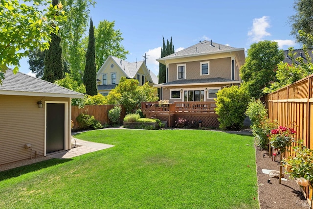 190 Franklin St, Napa, CA 94558 - back of house featuring a wooden deck, an outdoor structure, and roof with shingles