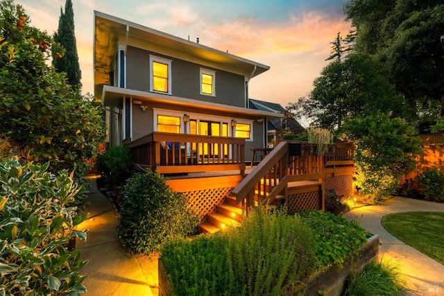 190 Franklin St, Napa, CA 94558 - back of house at dusk featuring a deck and stairway