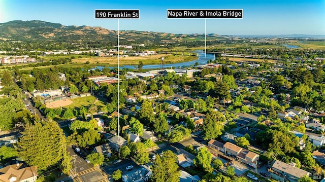 190 Franklin St, Napa, CA 94558 - aerial overview of property's location with a mountainous background