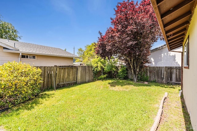 view of yard featuring a fenced backyard