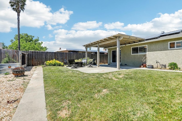 view of yard with a fenced backyard and a patio area