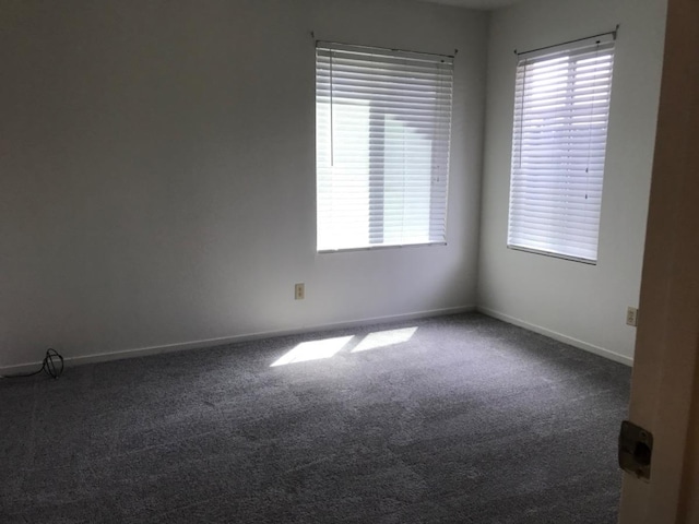 carpeted spare room with baseboards and a wealth of natural light