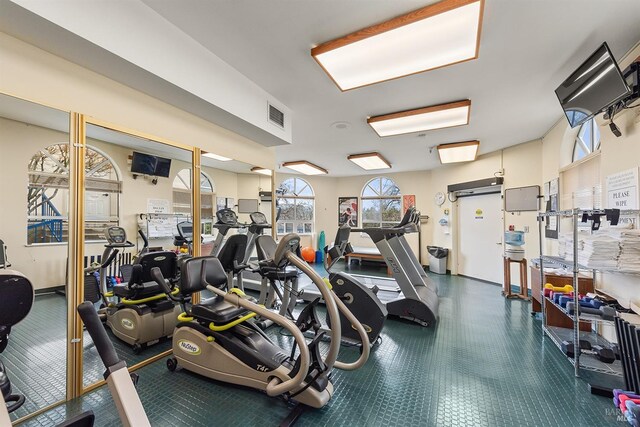 workout area with visible vents