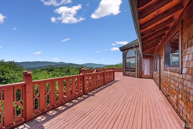 deck with a mountain view