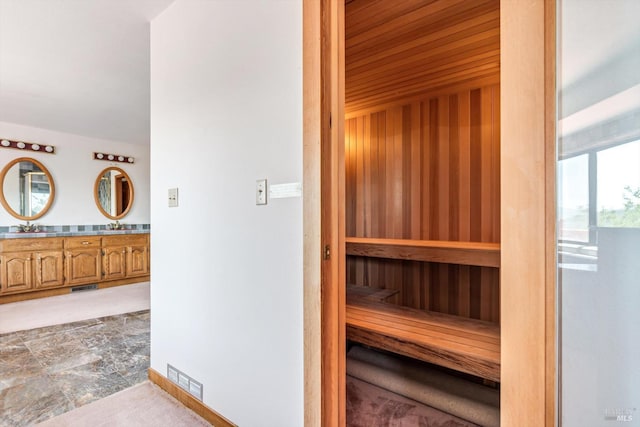 view of sauna