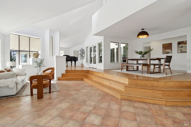 interior space featuring light tile patterned flooring