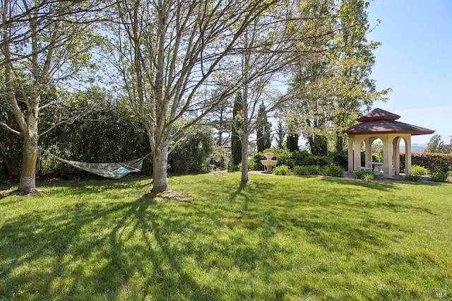 view of yard featuring a gazebo