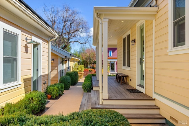wooden deck with covered porch