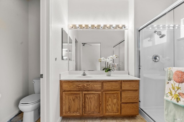 943 Bridgeport Way, Rio Vista, CA 94571 - full bath featuring toilet, a ceiling fan, a shower stall, and vanity