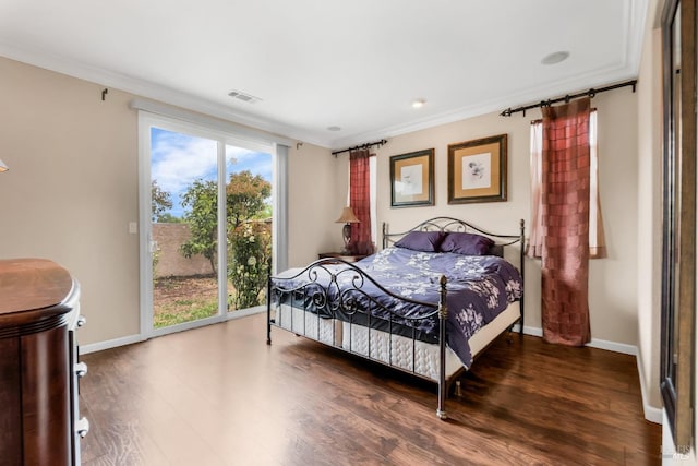 59 Toscana Dr, American Canyon, CA 94503 - bedroom featuring dark wood-style flooring, ornamental molding, baseboards, and access to outside