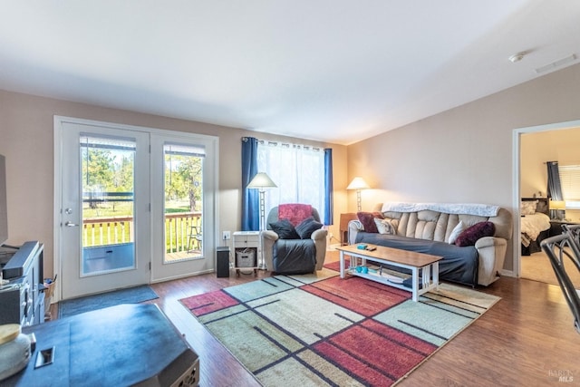 35600 Rock Creek Rd, Shingletown, CA 96088 - living room featuring wood finished floors and visible vents
