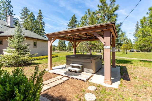 35600 Rock Creek Rd, Shingletown, CA 96088 - view of yard featuring a hot tub, a patio, and a gazebo