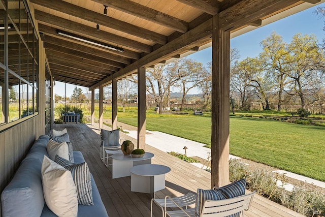 deck with a yard