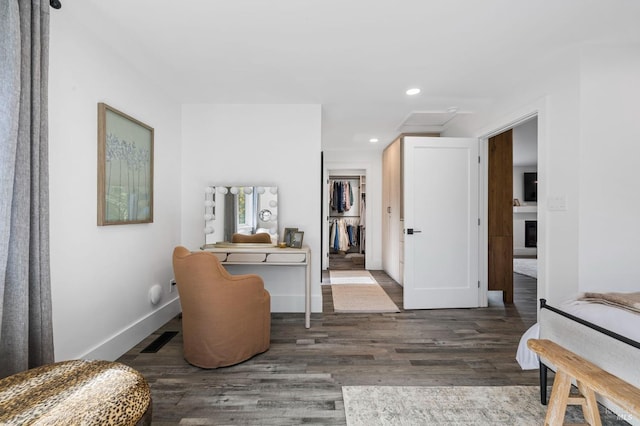 3314 Gravenstein Hwy S, Sebastopol, CA 95472 - hall featuring wood finished floors, recessed lighting, baseboards, and attic access