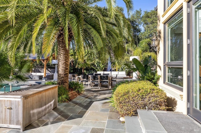 220 Deer Park Ave, San Rafael, CA 94901 - view of patio with an outdoor hangout area and a pool
