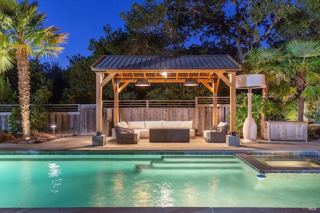 220 Deer Park Ave, San Rafael, CA 94901 - outdoor pool with an outdoor living space, fence, and a gazebo