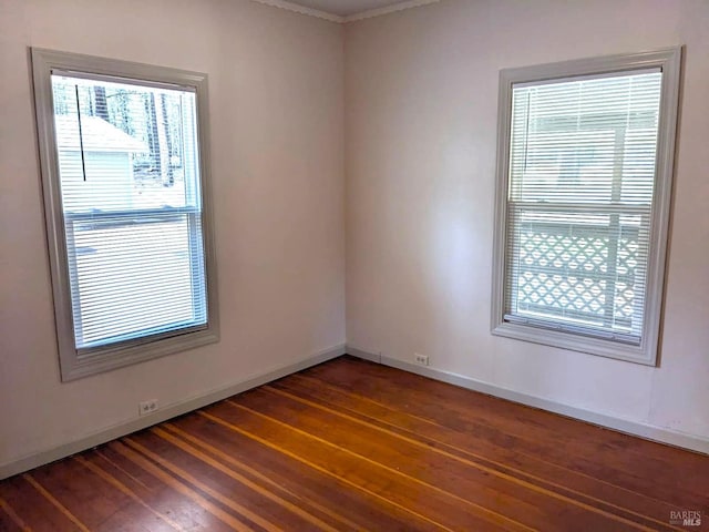 12321 Big Springs Blvd, Old Station, CA 96071 - unfurnished room with baseboards, dark wood finished floors, and ornamental molding