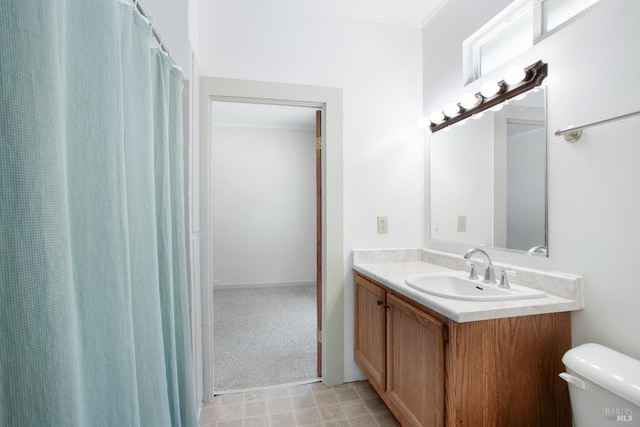 12321 Big Springs Blvd, Old Station, CA 96071 - bathroom with vanity, toilet, and ornamental molding