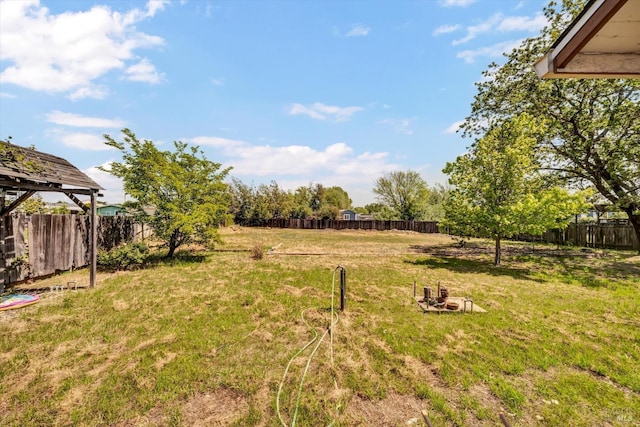 view of yard with a fenced backyard
