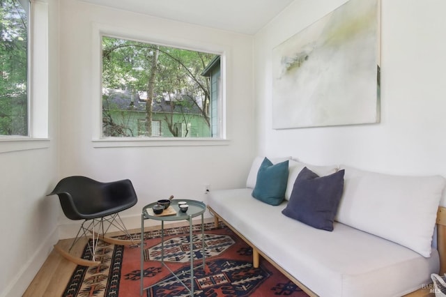 sitting room featuring baseboards and wood finished floors