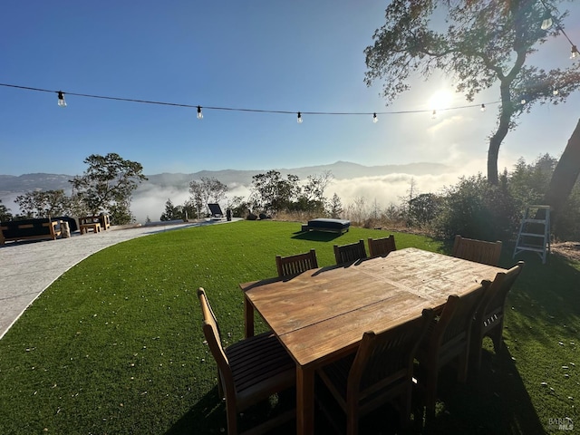 22855 Chianti Rd, Geyserville, CA 95441 - view of grassy yard featuring a mountain view and outdoor dining area