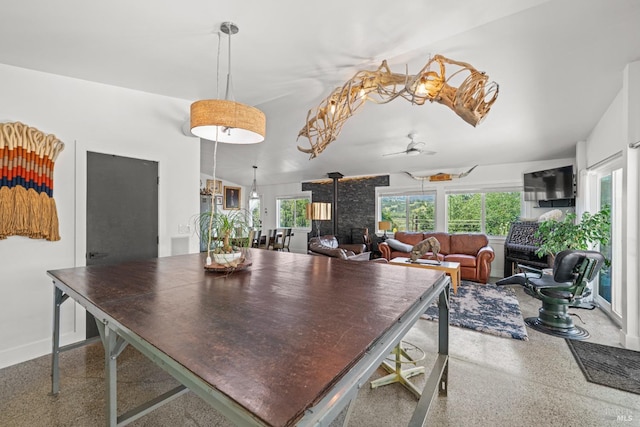 22855 Chianti Rd, Geyserville, CA 95441 - dining area featuring speckled floor, plenty of natural light, and ceiling fan