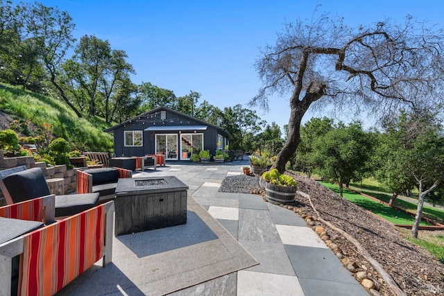 22855 Chianti Rd, Geyserville, CA 95441 - view of patio / terrace with an outdoor fire pit and french doors