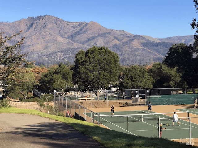 505 Oak Vista Ct, Santa Rosa, CA 95409 - view of tennis court with a mountain view