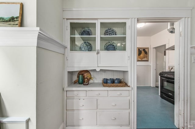 interior space featuring black stove