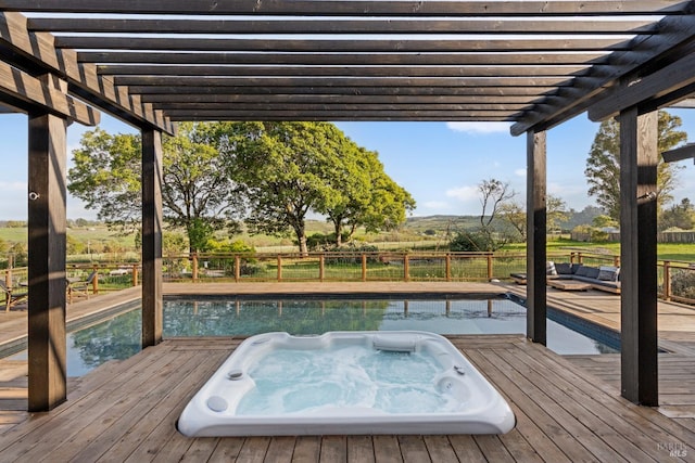 2265 Schaeffer Rd, Sebastopol, CA 95472 - deck with a pergola, a fenced in pool, and hot tub deck surround