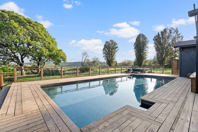 2265 Schaeffer Rd, Sebastopol, CA 95472 - view of pool with fence, a wooden deck, and a fenced in pool