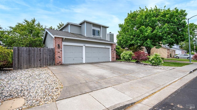 3087 Pecan Cir, Fairfield, CA 94533 - traditional home with fence, concrete driveway, a garage, and brick siding