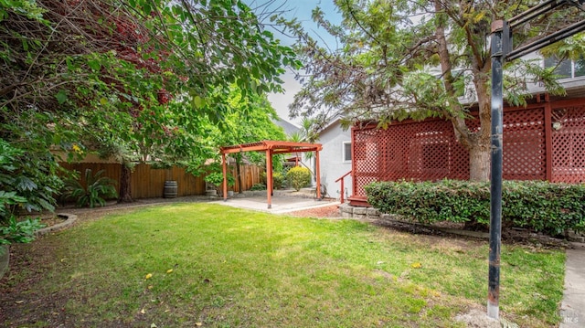 3087 Pecan Cir, Fairfield, CA 94533 - view of yard with a patio area, a pergola, and a fenced backyard