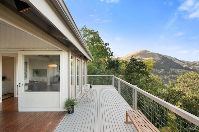 deck featuring a mountain view