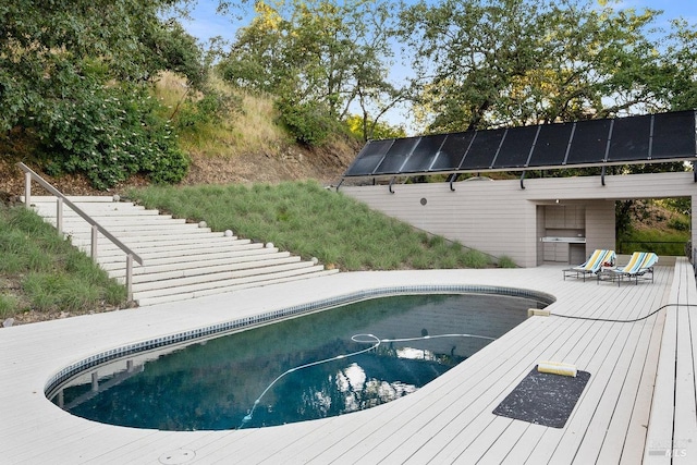 pool with a deck