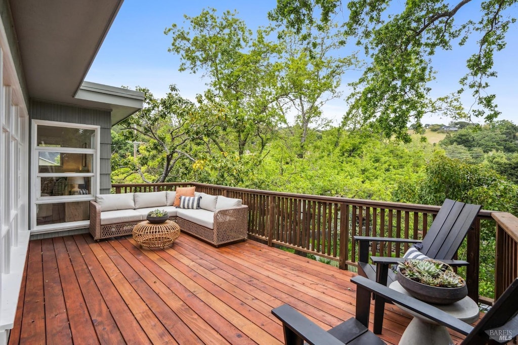 23 Maple Ave, Fairfax, CA 94930 - wooden deck with outdoor lounge area