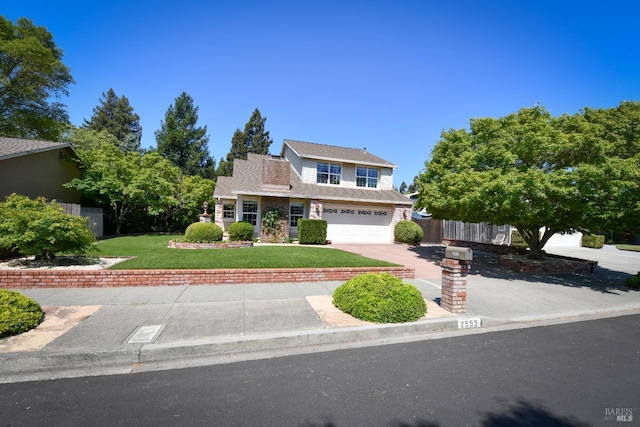 2555 Edgewater Dr, Napa, CA 94558 - traditional home with fence, an attached garage, driveway, and a front yard