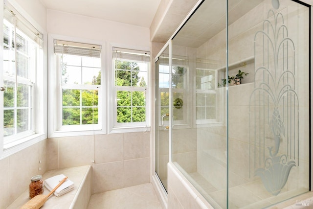 2555 Edgewater Dr, Napa, CA 94558 - bathroom featuring a shower stall and tile patterned flooring