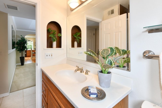 2555 Edgewater Dr, Napa, CA 94558 - bathroom with baseboards, tile patterned flooring, vanity, and visible vents