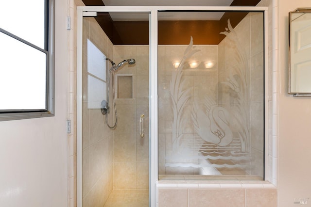 2555 Edgewater Dr, Napa, CA 94558 - bathroom with a stall shower and a wealth of natural light