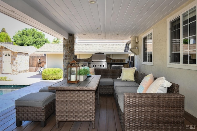 2555 Edgewater Dr, Napa, CA 94558 - wooden deck with an outdoor hangout area and area for grilling