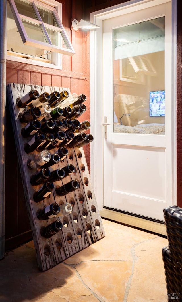 view of wine cellar