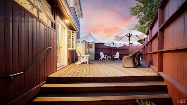wooden terrace with fence