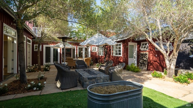 exterior space featuring a fire pit