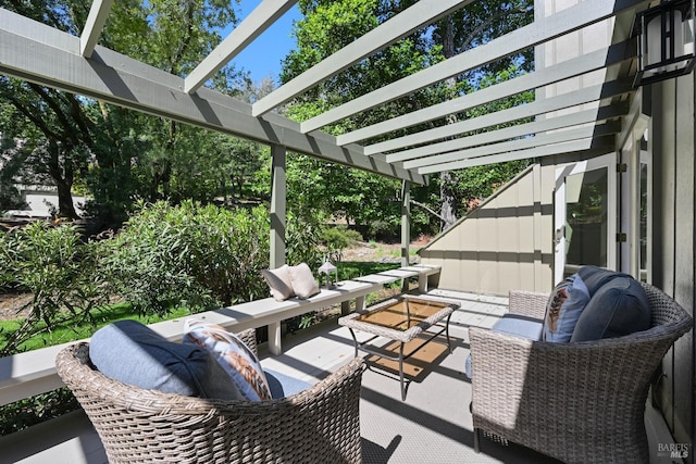 view of patio featuring a pergola