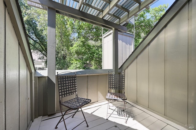 wooden terrace featuring a pergola