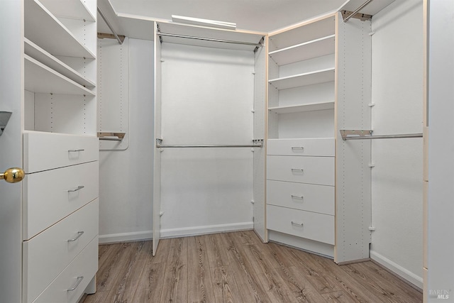 walk in closet featuring light wood-style floors